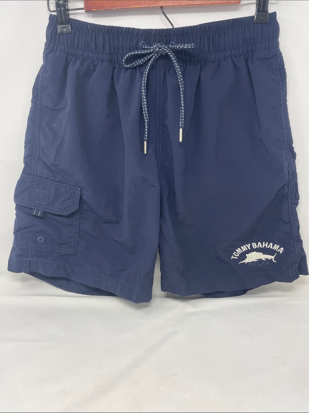 Tommy Bahama Navy Blue Drawstring Swim Shorts Size Small Excellent Condition